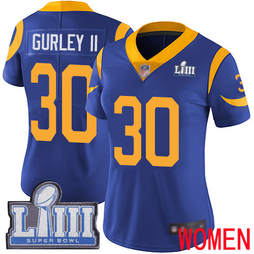 Los Angeles Rams Limited Royal Blue Women Todd Gurley Alternate Jersey NFL Football 30 Super Bowl LIII Bound Vapor Untouchable